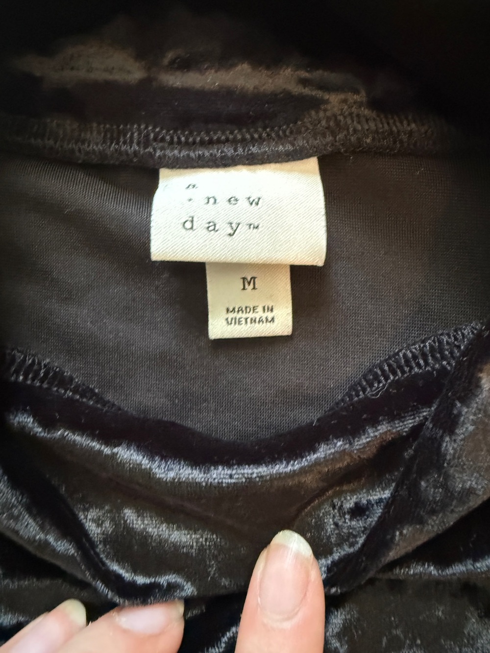 a new day Black Crushed Velvet Short Sleeve Mock Neck Top - Picture 2 of 2